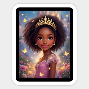 Cute Princess, African American Children's Poster Sticker
